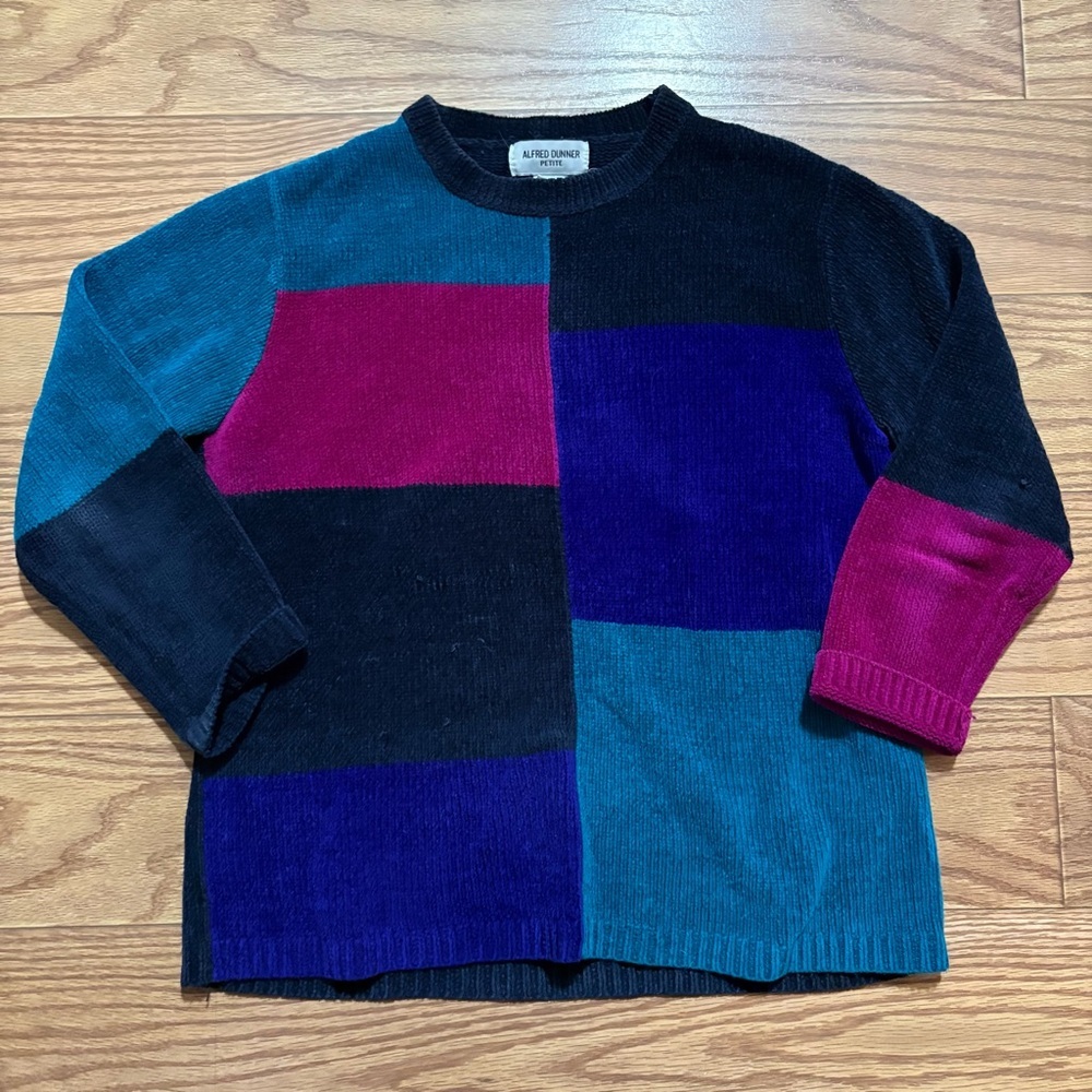 Vintage Alfred Dunner Sweater Colorblock Petite Medium